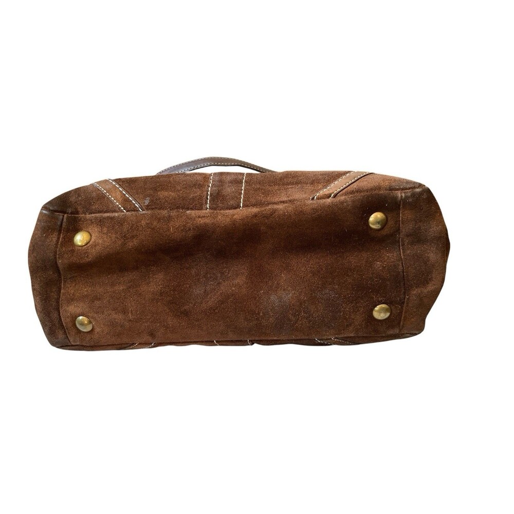 Coach Vintage Hampton Gallery Brown Suede Purse Shoulder Bag Tote 8B03 READ - Picture 6 of 16